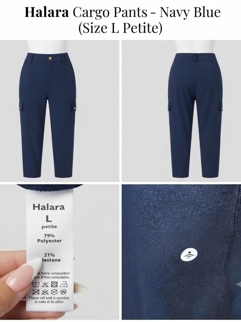 HALARA Navy Blue Cargo Capris with Utility Pockets
